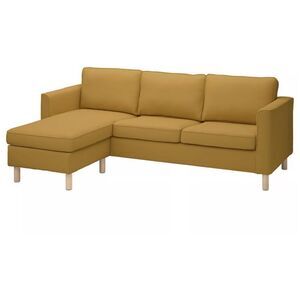 IKEA PÄRUP 3 Seat Sofa With Chaise COVER ONLY in Vissle Yellow Brown Fabric - Op